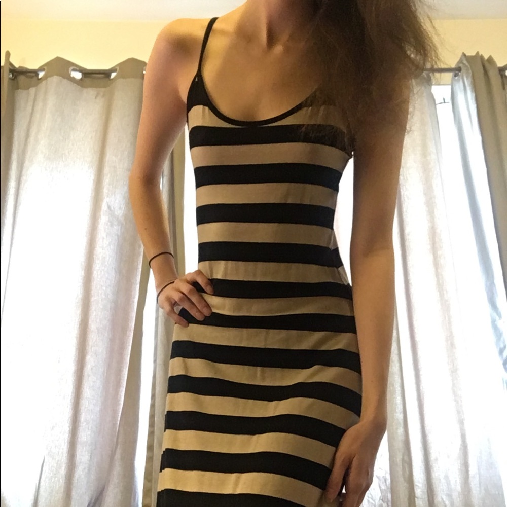 Black and Tan Striped Midi!